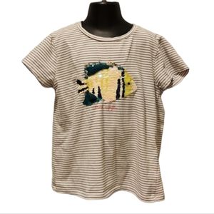 Zara Flip Sequins Common Angelfish Striped T Shirt